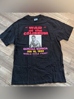 "War at the Coliseum" Black Boxing Event T‑Shirt - Quiroga/Borboa vintage 1993